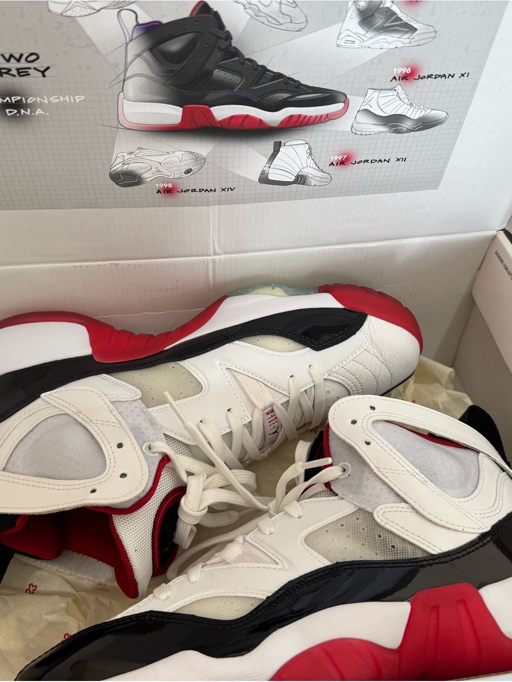Jordan White Black Red Retro High-Top Sneakers